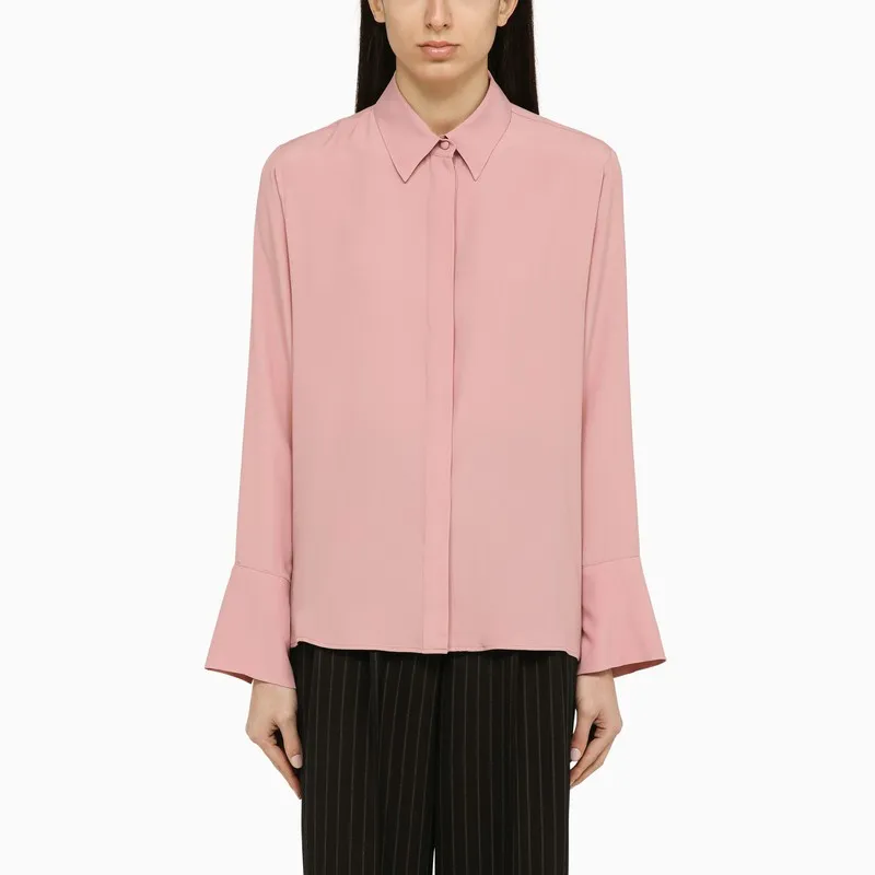 Classic-Collar Crepe Shirt