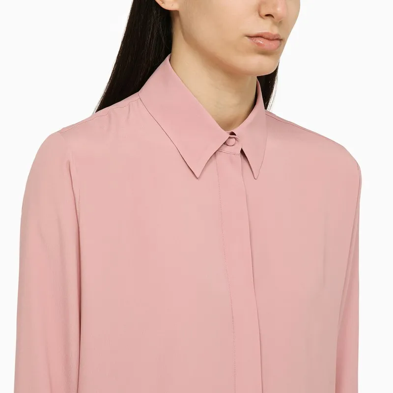 Classic-Collar Crepe Shirt