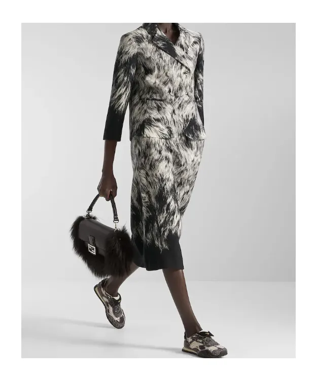 Frosted Fauna Wool And Silk Skirt