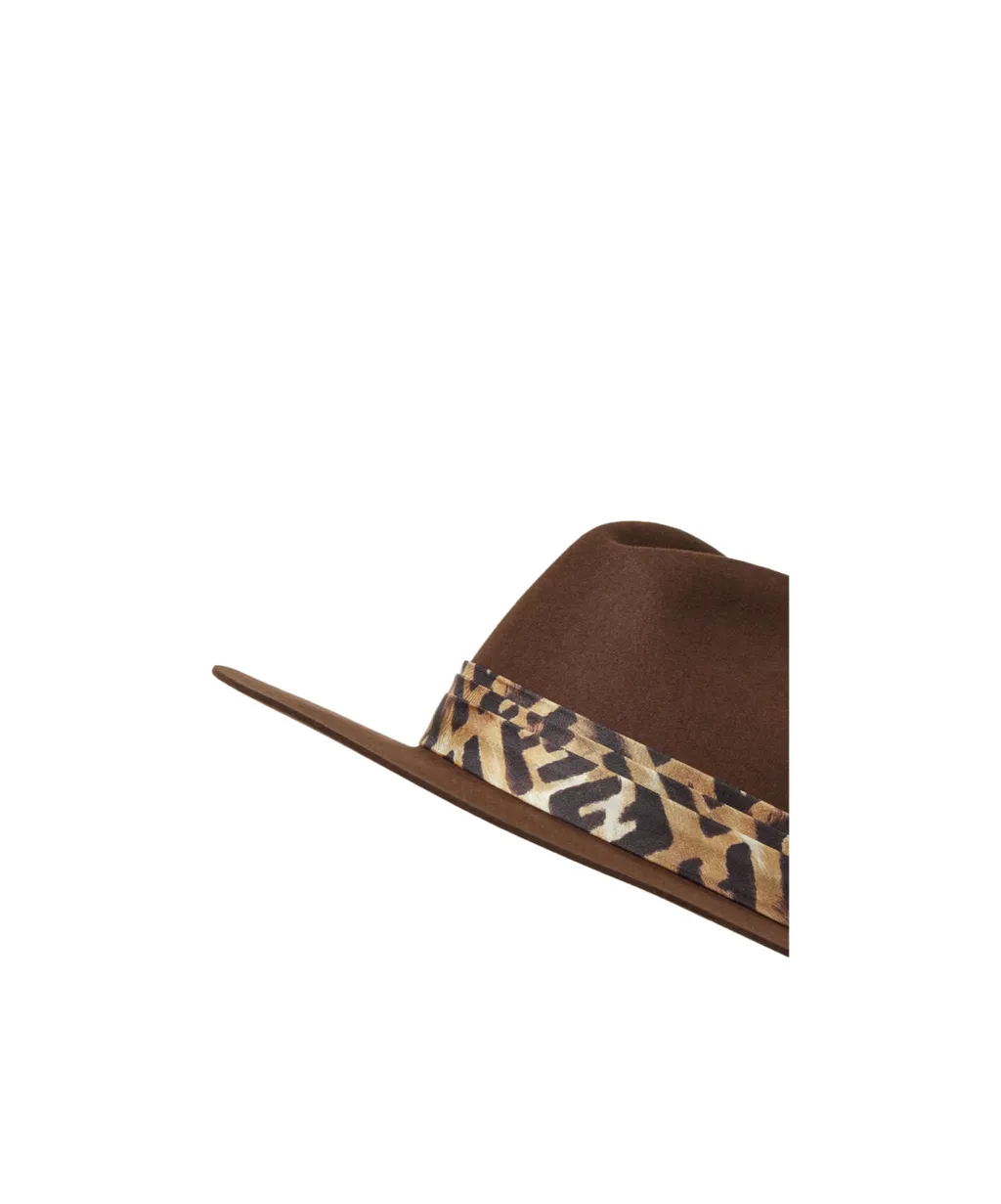 Logo Leopard Printed Felt Hat