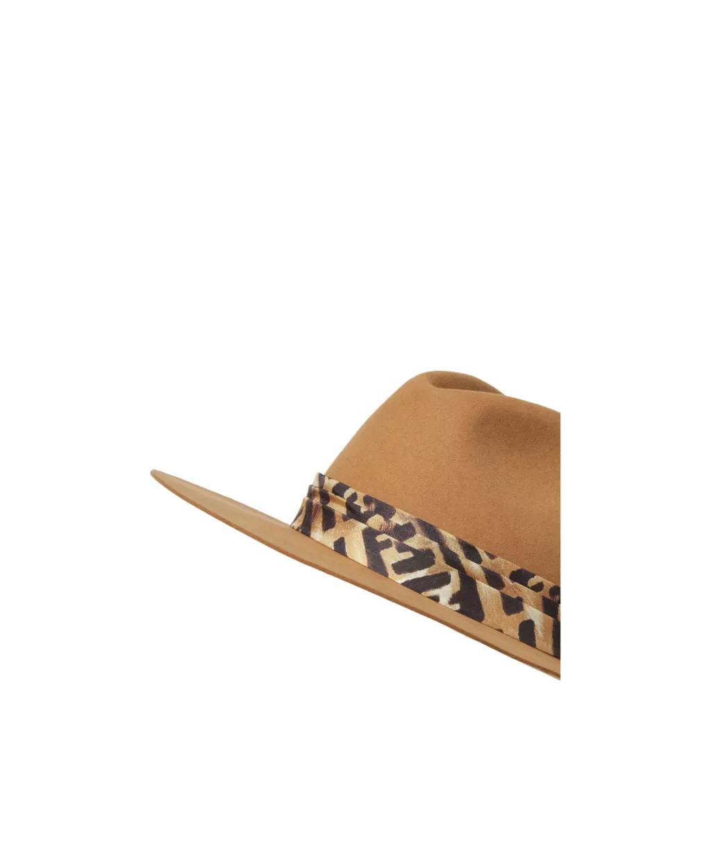 Logo Leopard Printed Felt Hat