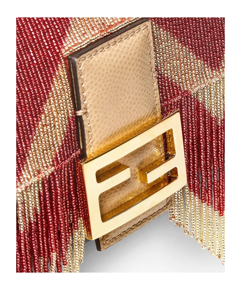 Bag Embroidered With Two-Tone Beads And Fringes