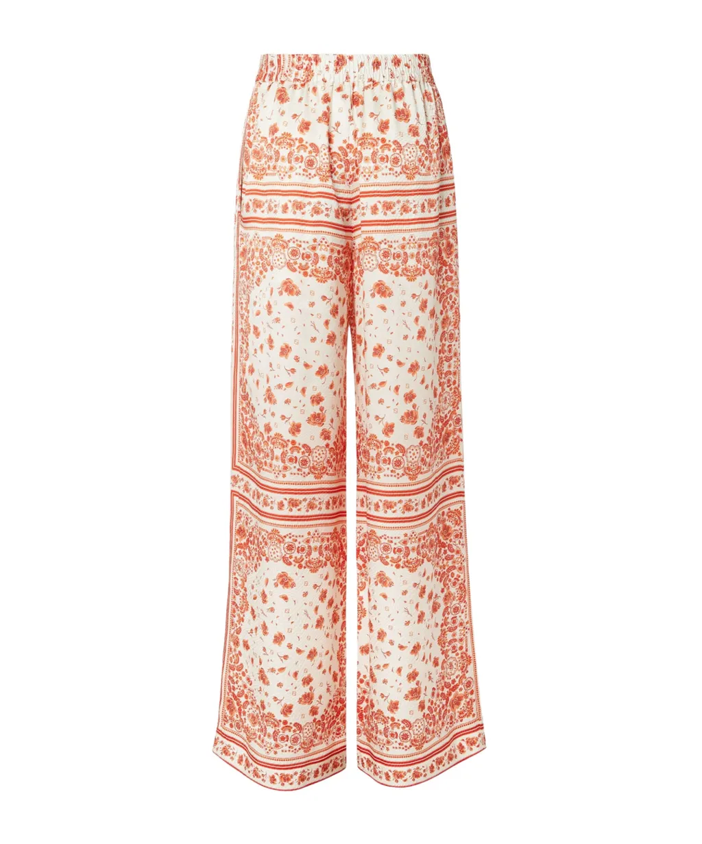 Coral Bandana Printed Wide-Leg Trousers