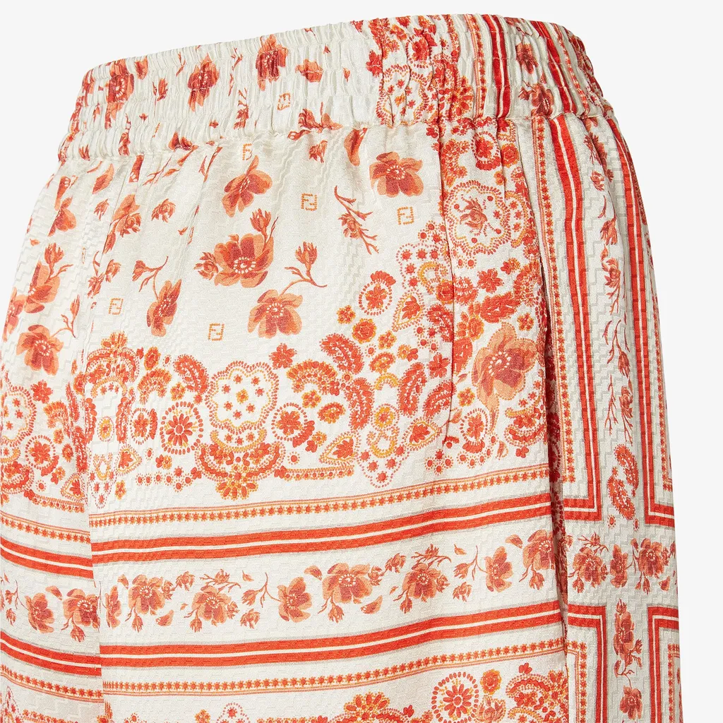 Coral Bandana Printed Wide-Leg Trousers