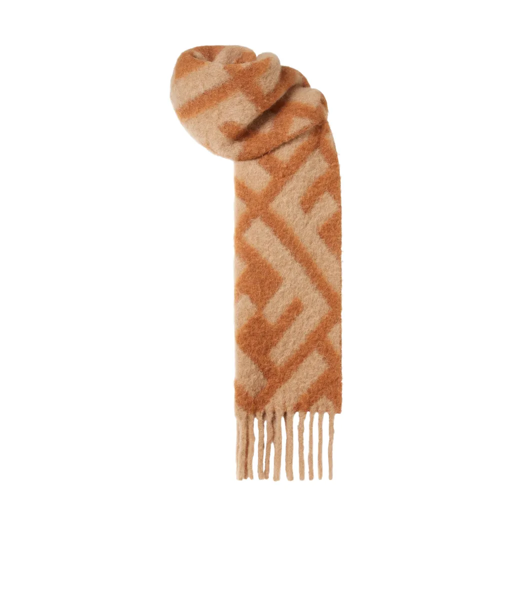 Ff Jacquard Fringed-Edge Scarf