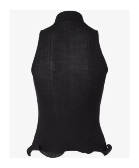 Logo Embroidered High-Neck Sleeveless Ribbed Top
