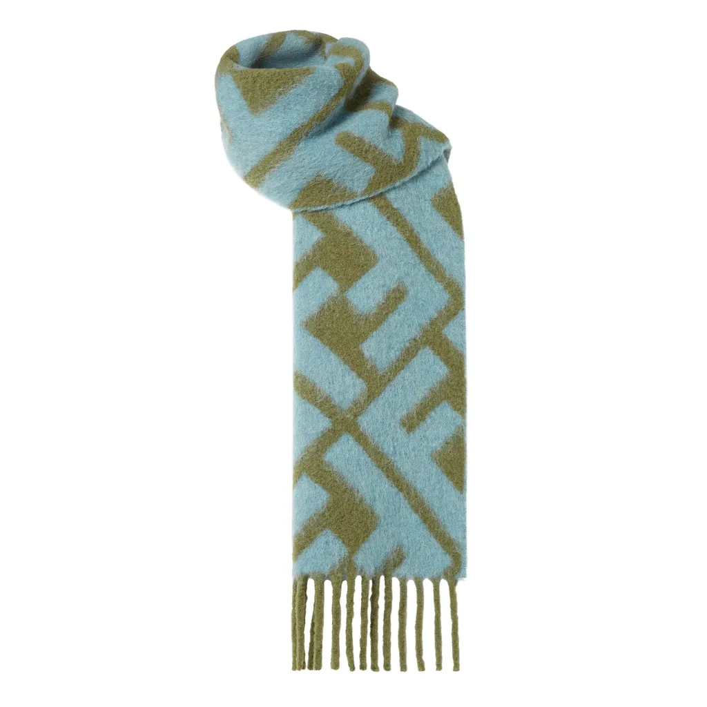 Ff Jacquard Fringed-Edge Scarf