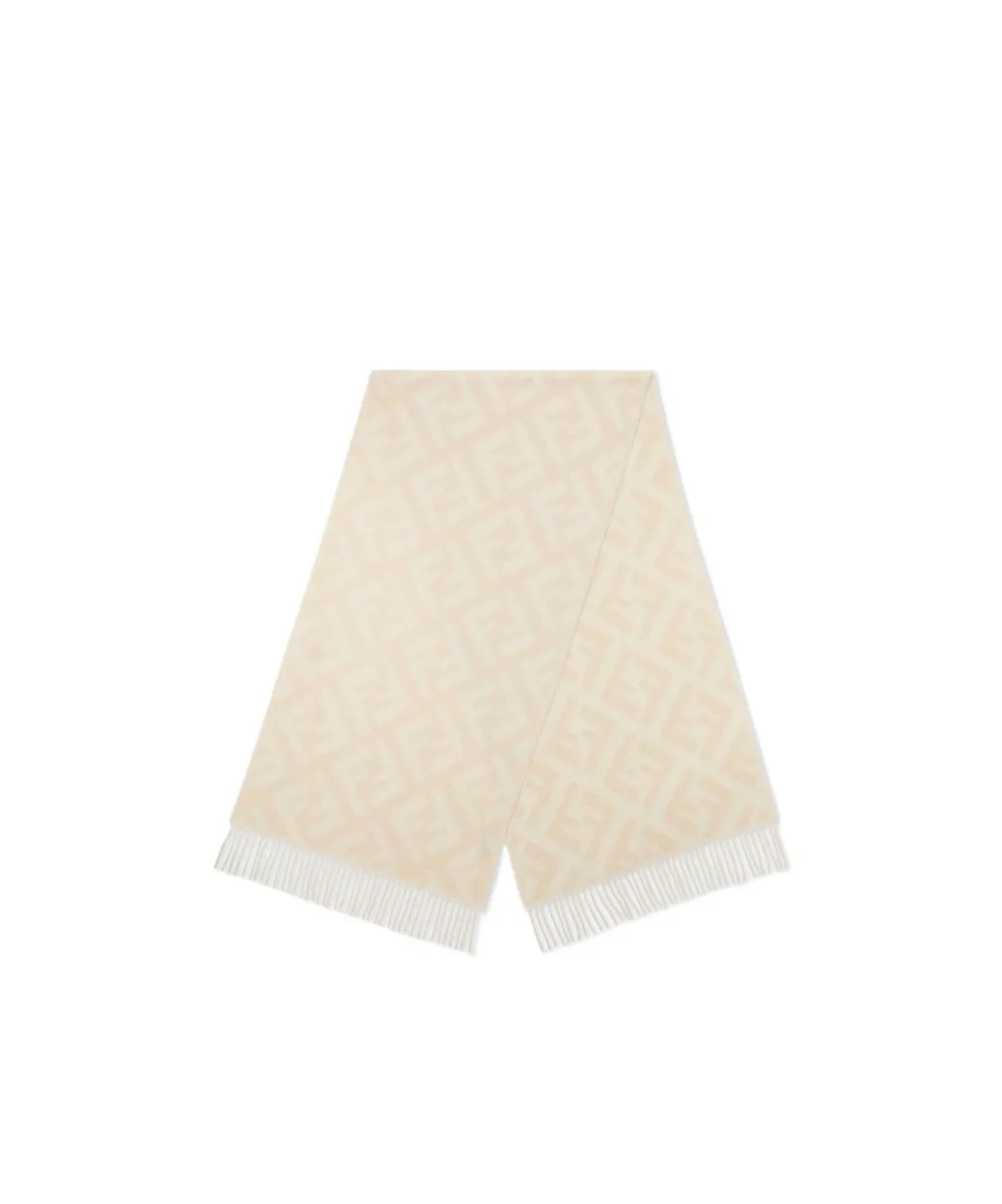 Ff Jacquard Fringed-Edge Scarf