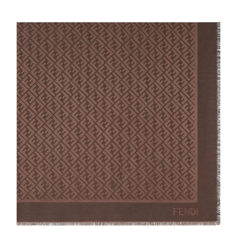 Ff Jacquard Fringed-Edge Scarf