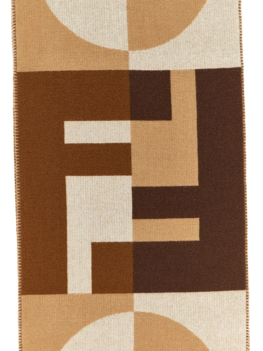 Geometric Pattern Fringed Knit Scarf