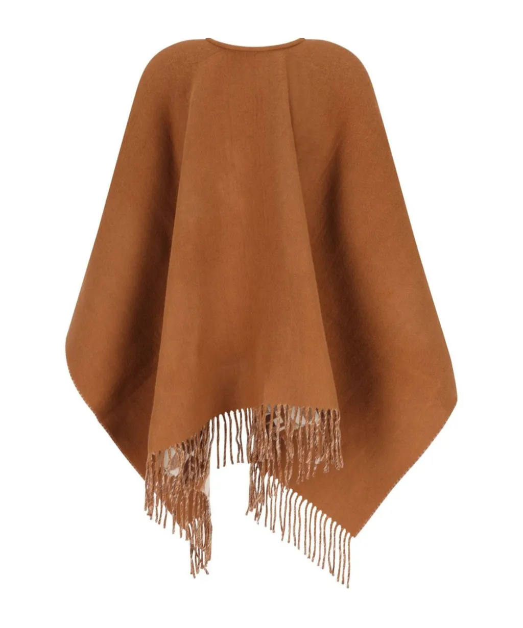 Ff Jacquard Fringed-Edge Cape