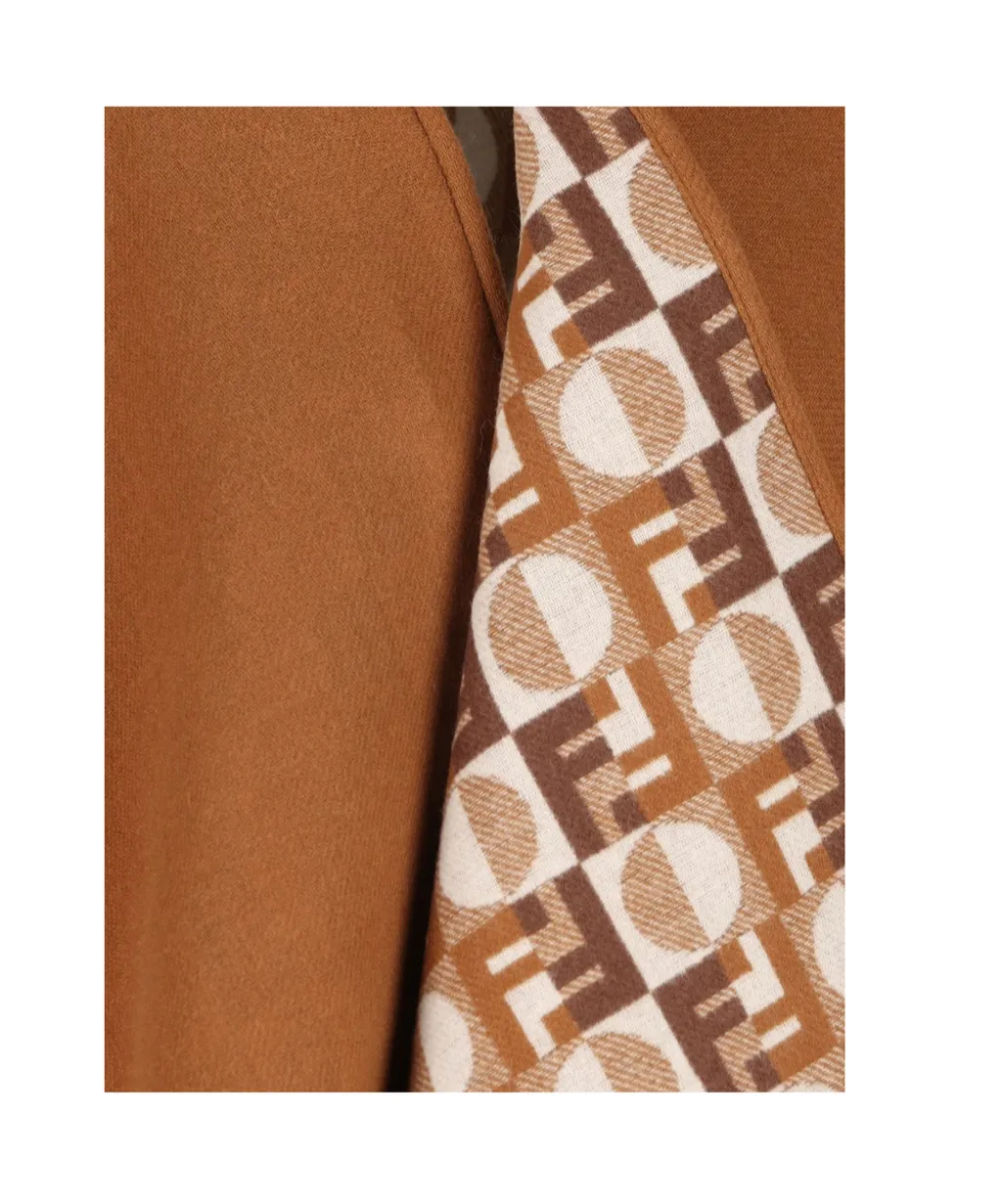 Ff Jacquard Fringed-Edge Cape