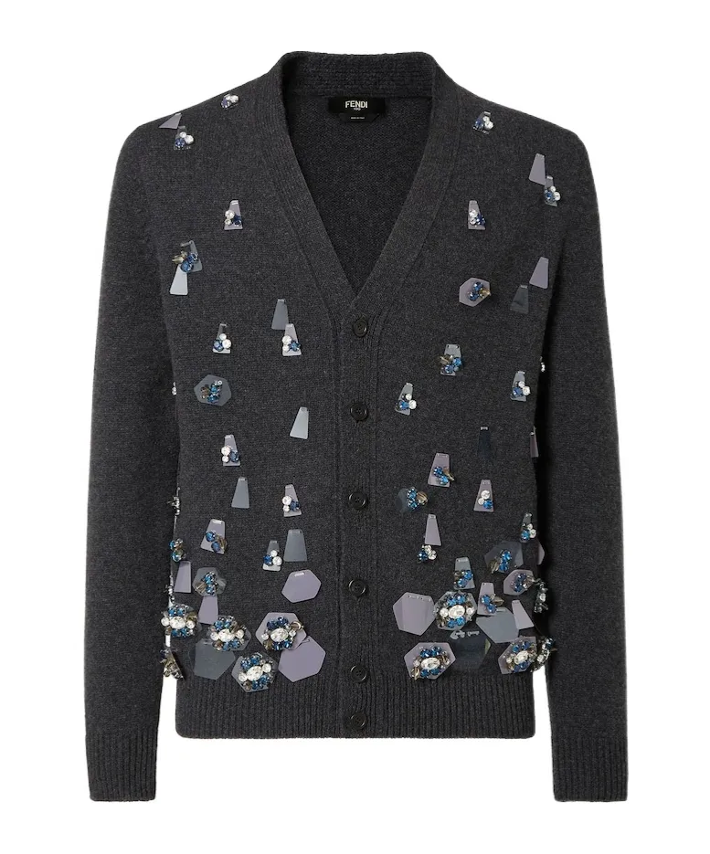 Gray Cashmere And Wool Cardigan