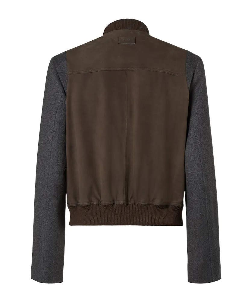 Cashmere And Brown Suede Bomber
