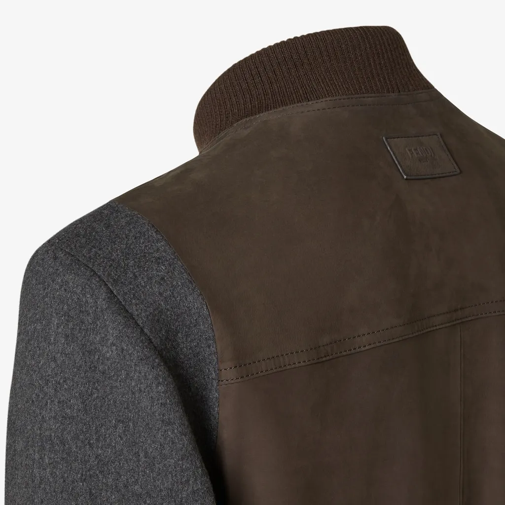 Cashmere And Brown Suede Bomber