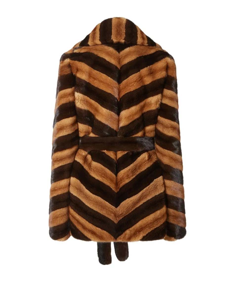 Brown Chevron Mink Jacket
