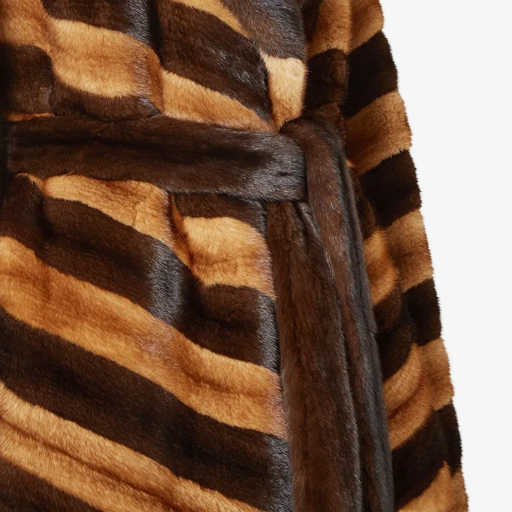 Brown Chevron Mink Jacket