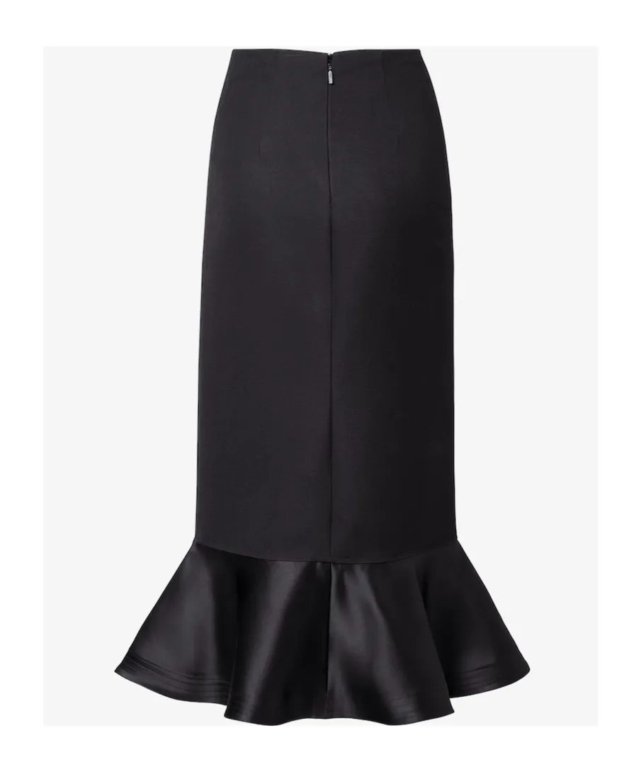 High Waist Peplum-Hem Midi Skirt