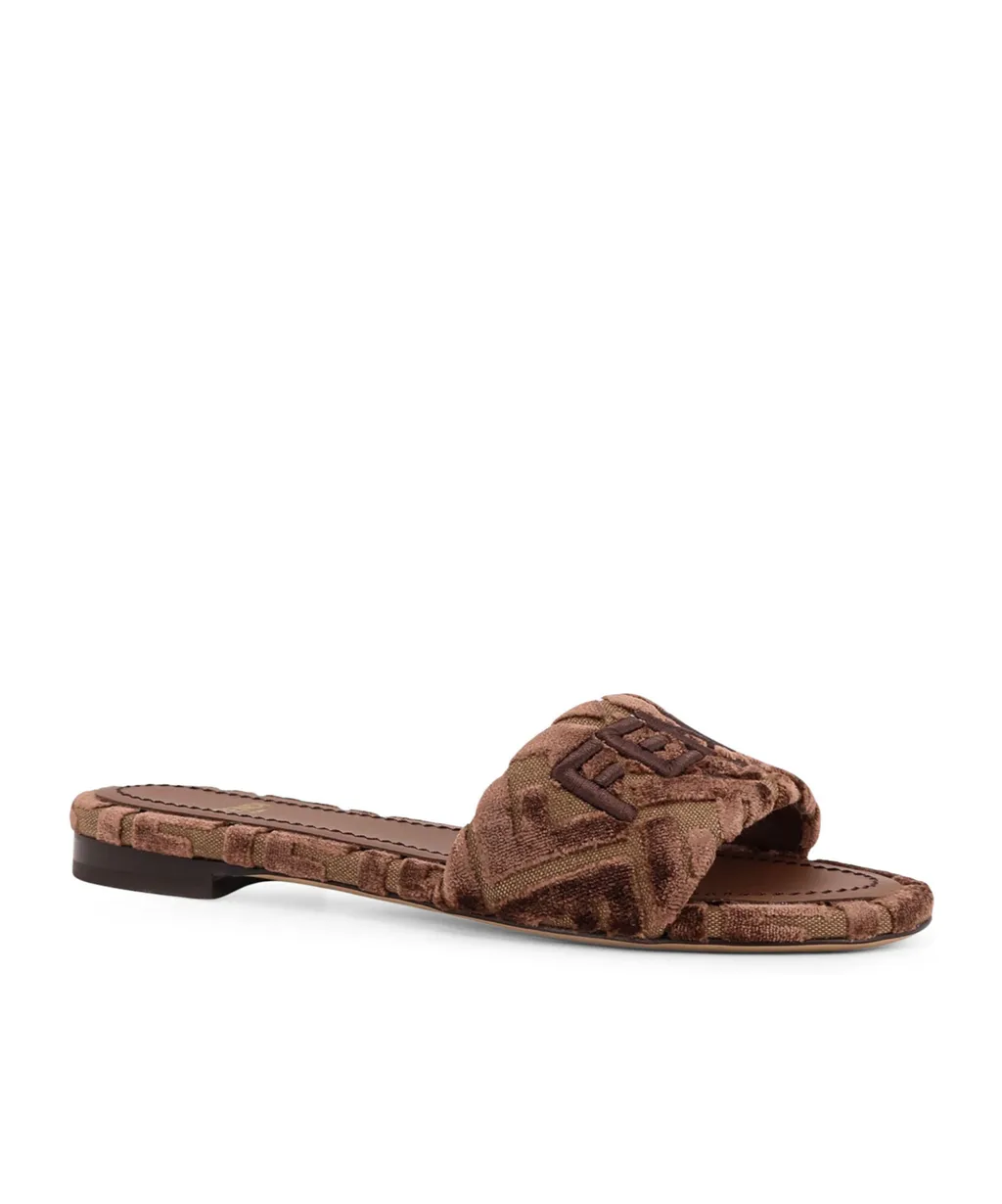 Ff Flocked Slip-On Sandals