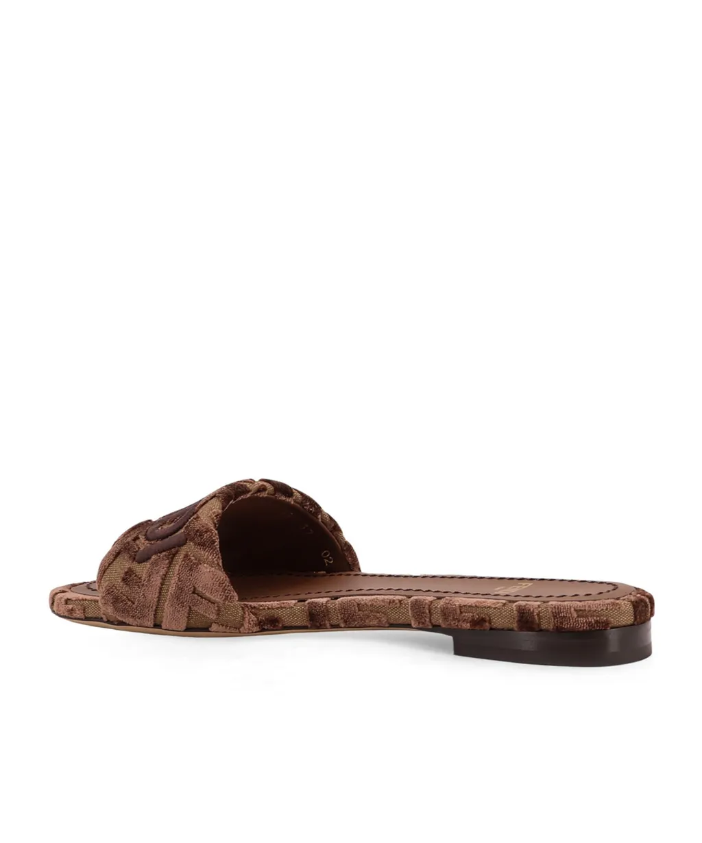 Ff Flocked Slip-On Sandals