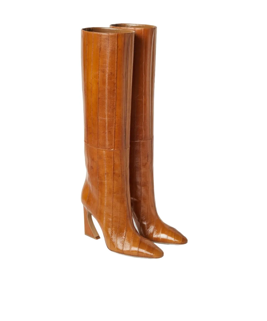 Beige Hagfish Leather Boots
