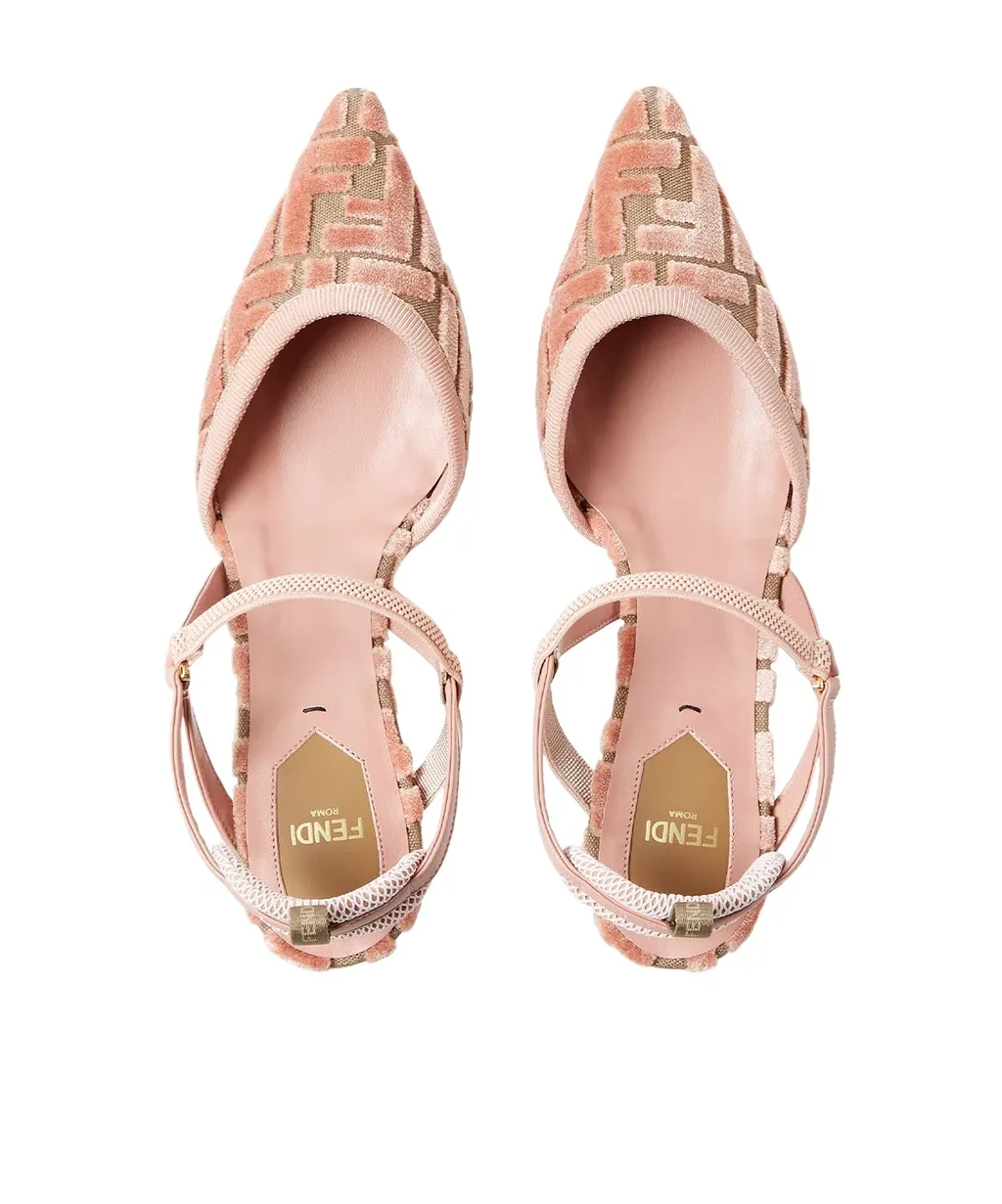 Medium-Heeled Slingbacks In Pink Ff Fabric