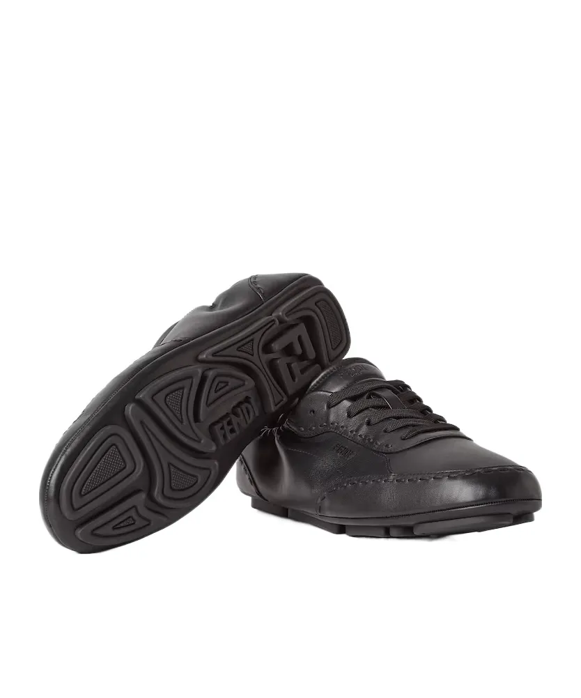 Black Leather Low-Tops