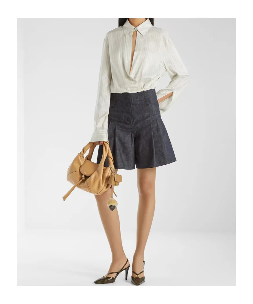 Light Blue Chambray Shorts