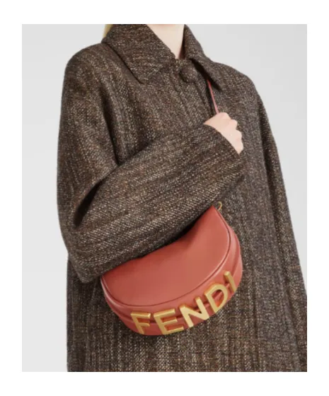Fendigraphy Logo Plaque Mini Hobo Bag