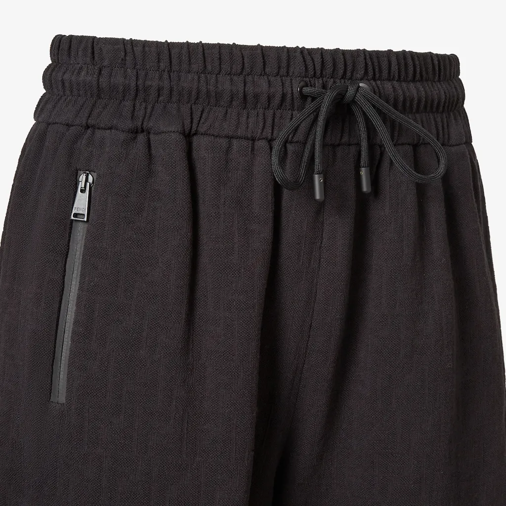 Black Piqué Ff Jacquard Shorts