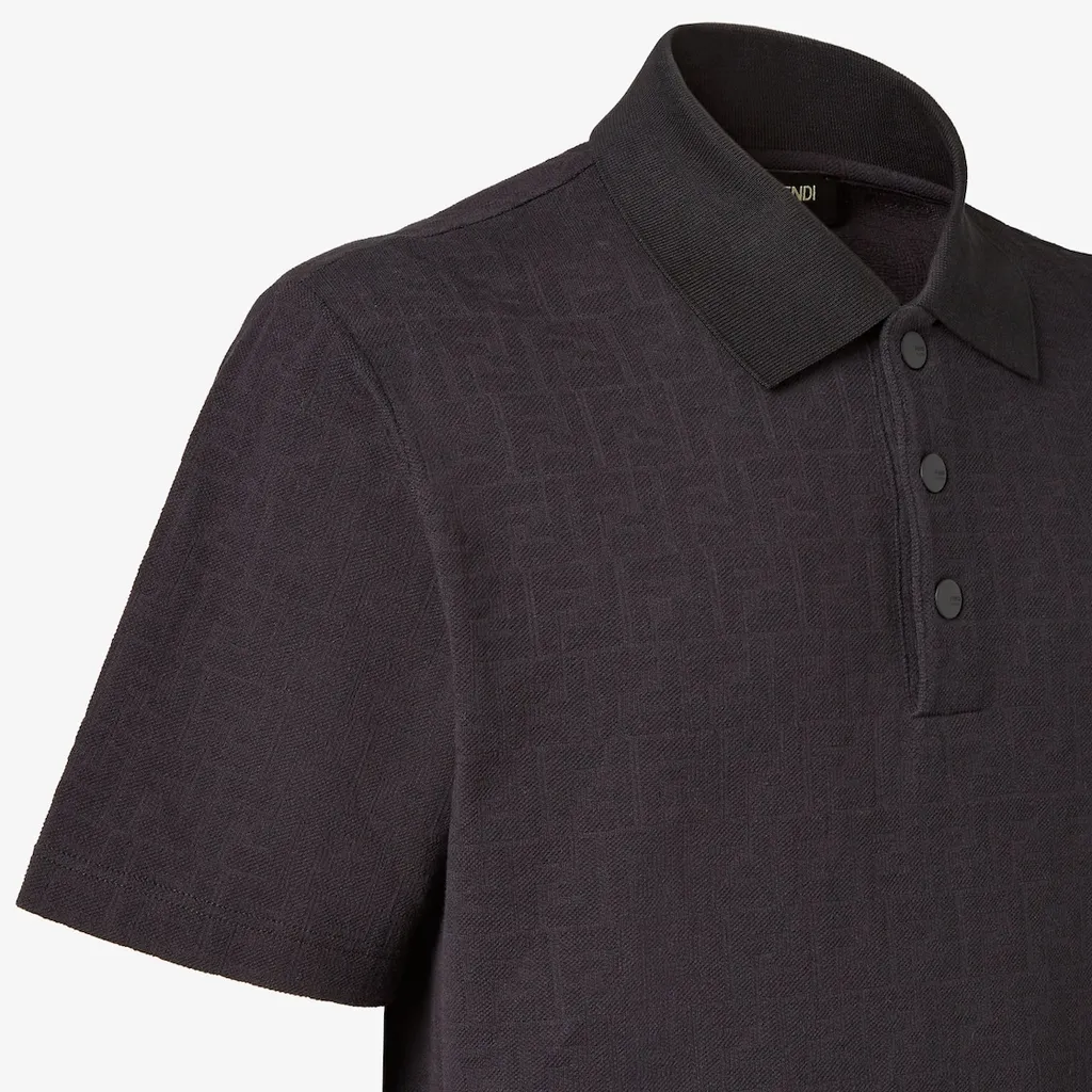 Black Piqué Ff Jacquard Polo Shirt