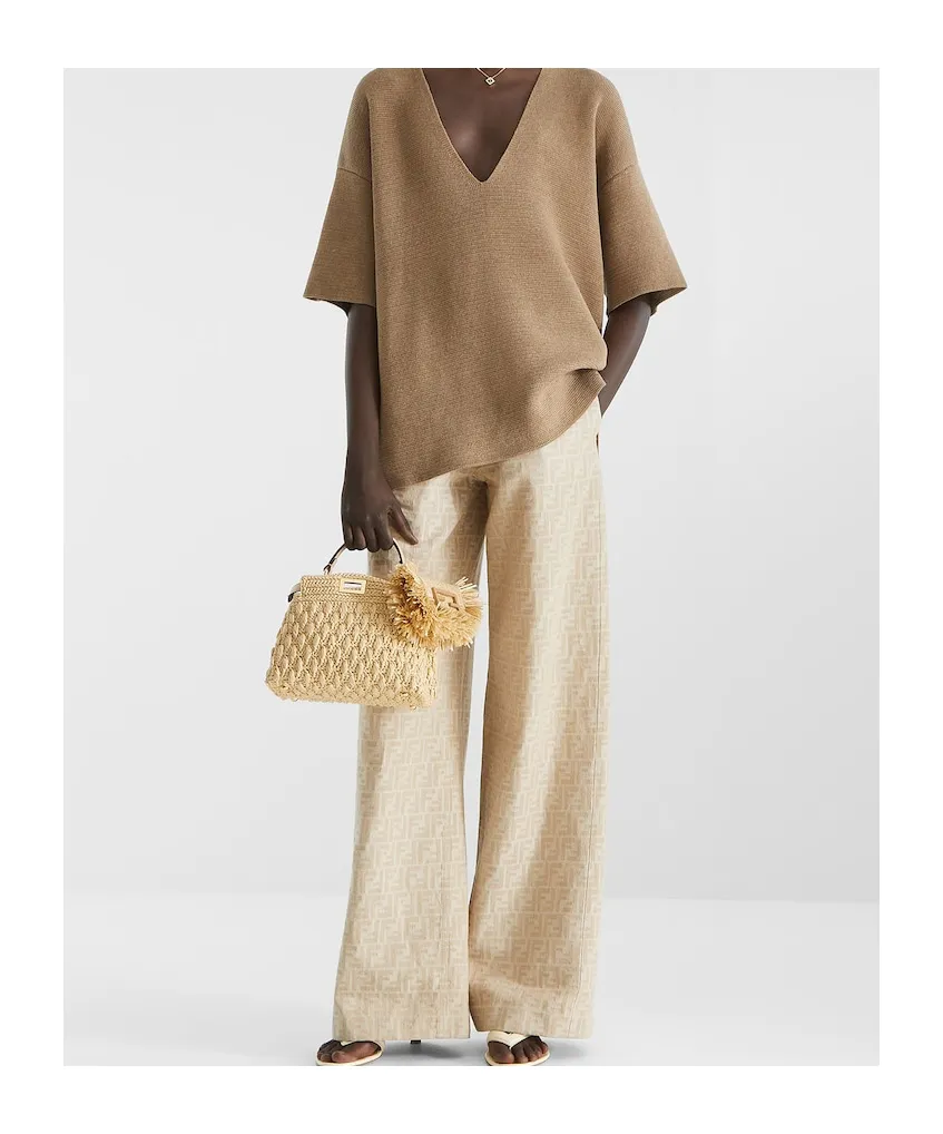 Ff Chambray Wide-Leg Pants