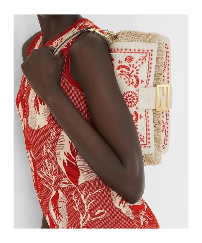Baguette Coral Bandana Embroidered Shoulder Bag