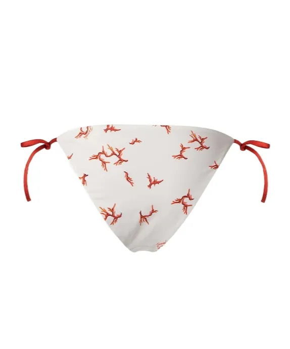 Coral Printed Side-Tied Bikini Bottoms