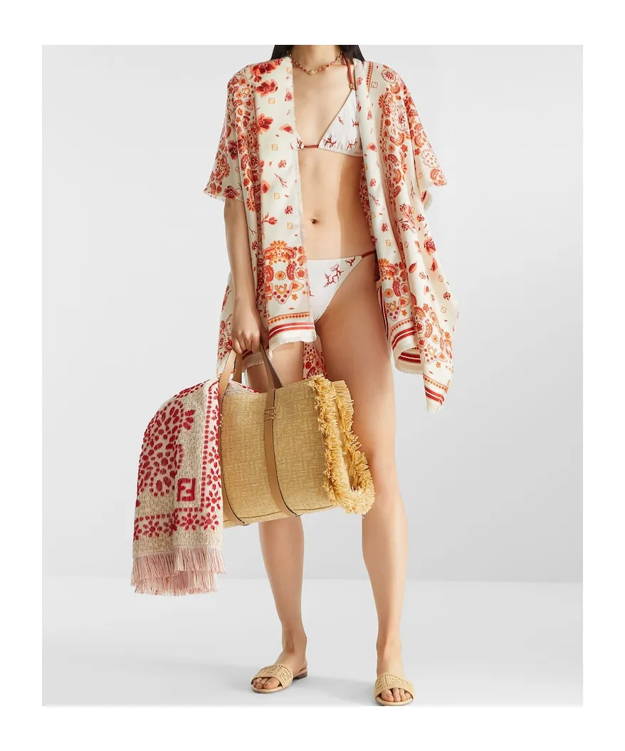 Coral Printed Side-Tied Bikini Bottoms