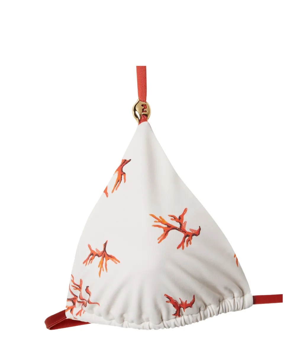 Lycra® Bikini Top With Coral Print