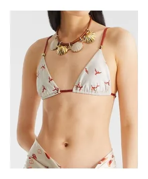 Lycra® Bikini Top With Coral Print