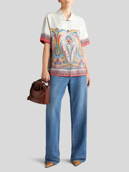 Paisley-Printed Short-Sleeved Shirt