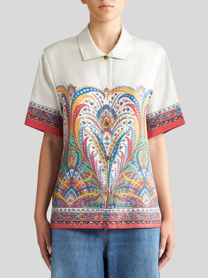 Paisley-Printed Short-Sleeved Shirt
