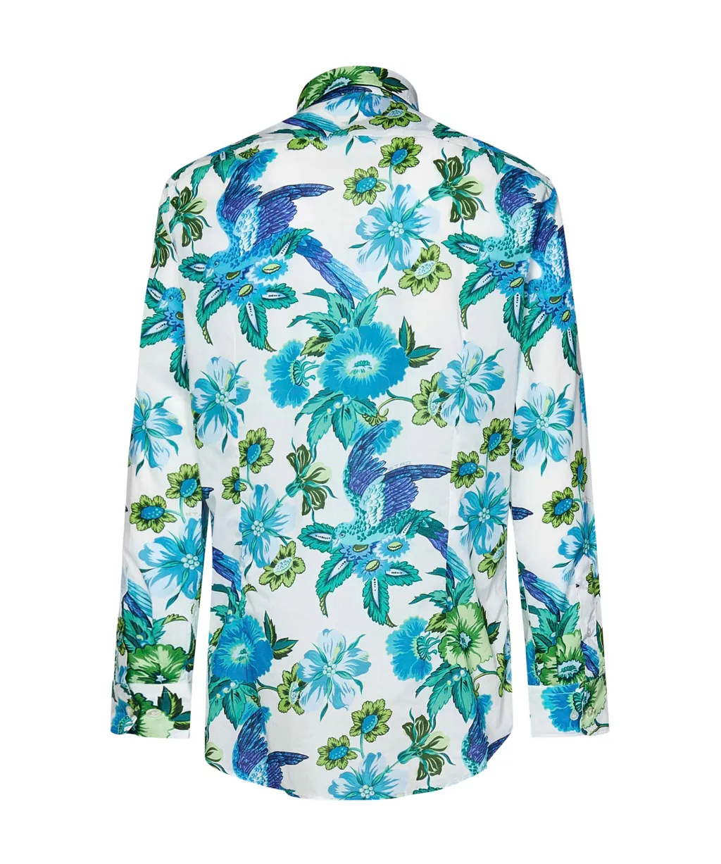 All-Over Floral Printed Long-Sleeved Shirt