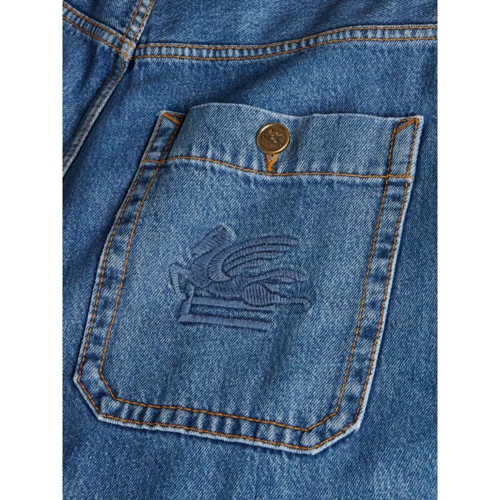 Pegaso-Embroidered High-Waist Wide-Leg Jeans