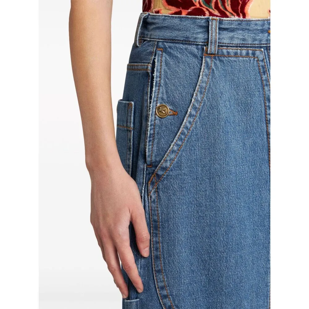 Pegaso-Embroidered High-Waist Wide-Leg Jeans