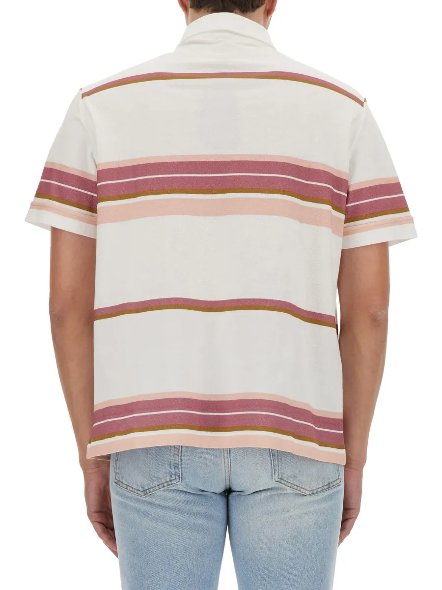 Pegaso-Embroidered Short-Sleeved Striped Polo Shirt