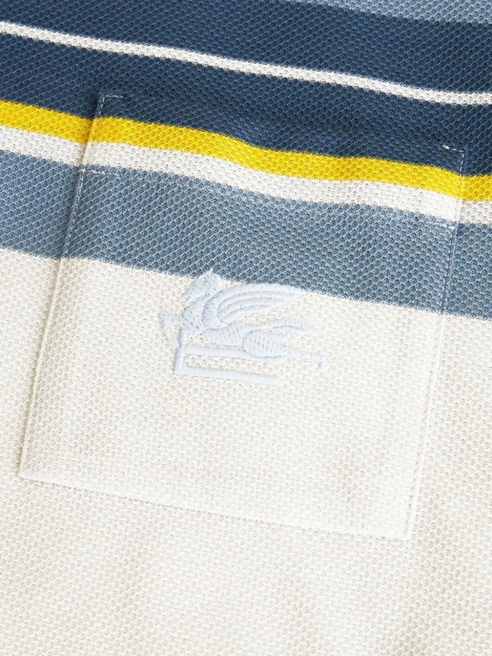 Pegaso-Embroidered Short-Sleeved Striped Polo Shirt