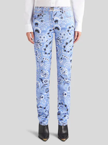 Bandana-Printed Mid-Rise Skinny Jeans