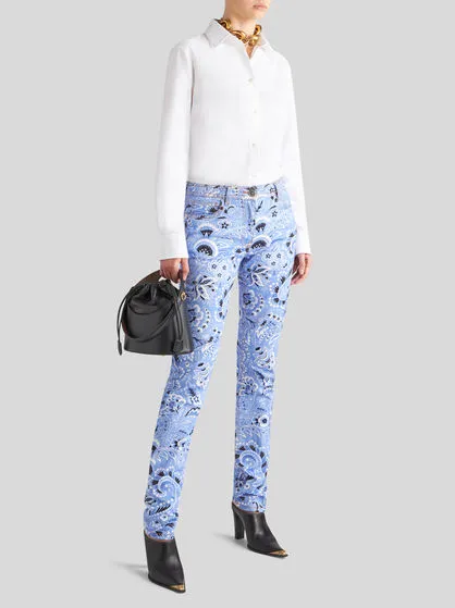 Bandana-Printed Mid-Rise Skinny Jeans