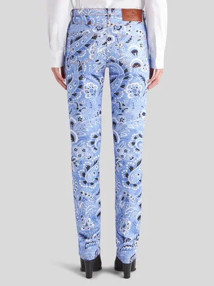 Bandana-Printed Mid-Rise Skinny Jeans