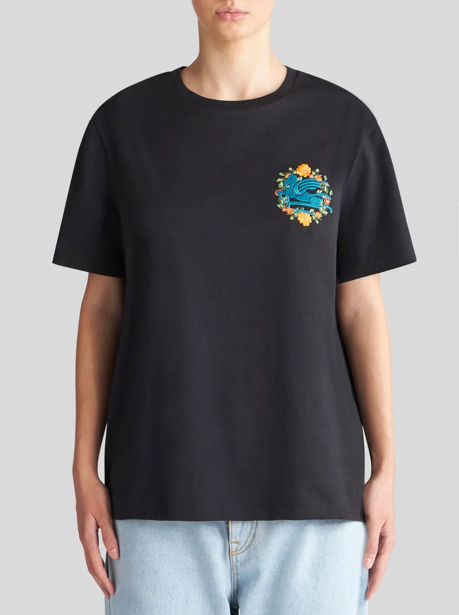 Pegaso Embroidered Crewneck T-Shirt