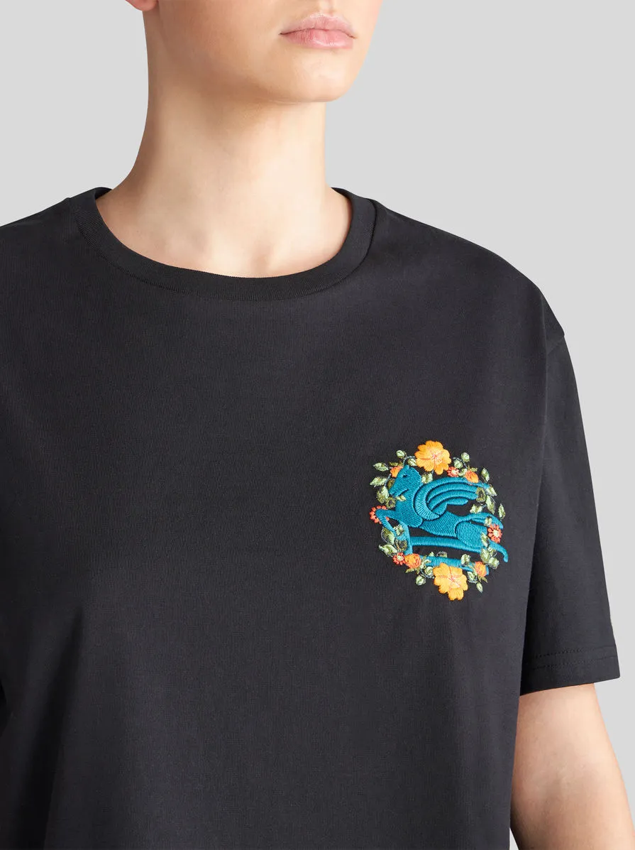 Pegaso Embroidered Crewneck T-Shirt