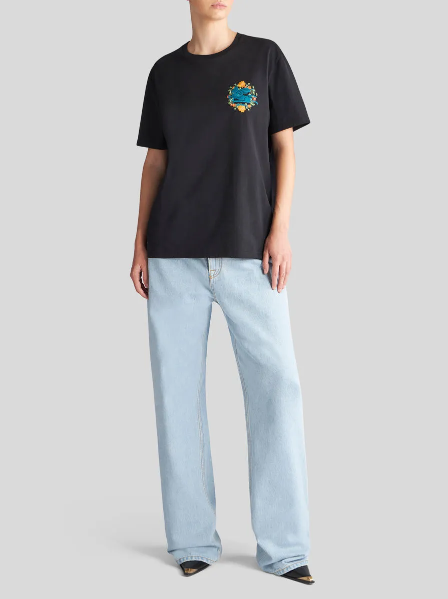 Pegaso Embroidered Crewneck T-Shirt